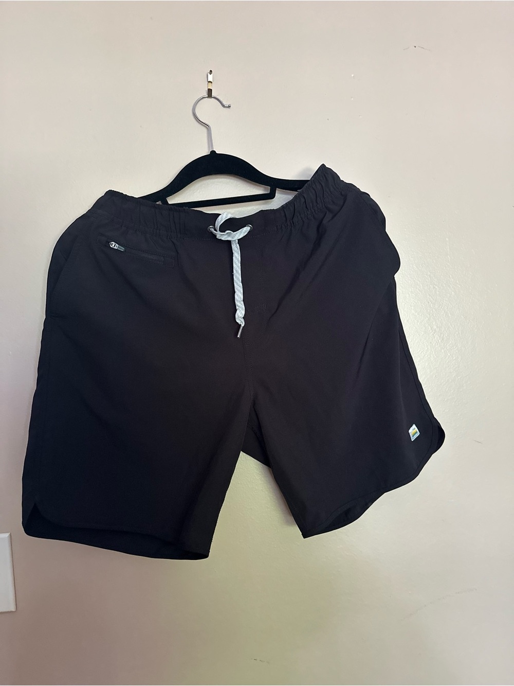 Vuori Black Athletic Shorts with White Drawstring